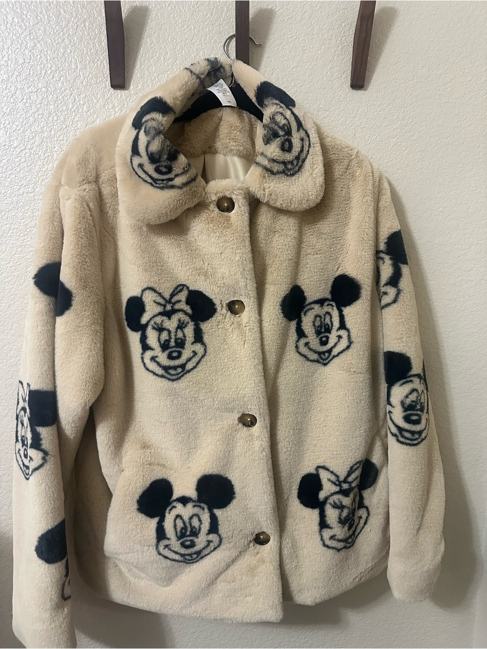 Disney Cream Faux Fur Mickey & Minnie Print Jacket from F/W 2025 collection